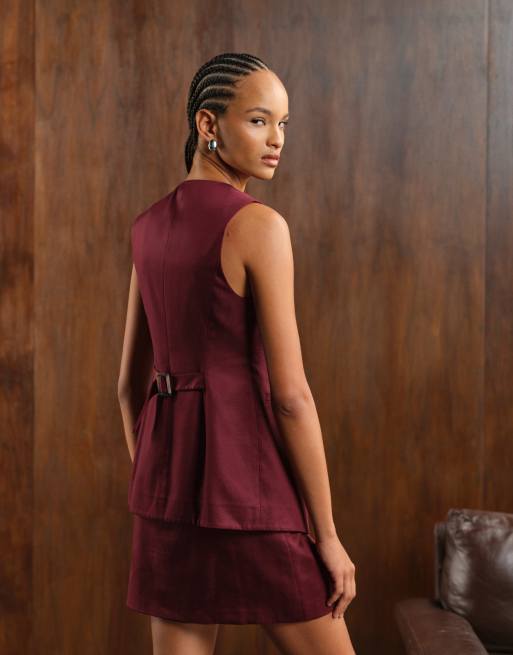 Nobody's Child Imogen longline waistcoat co-ord in burgundy, 4 of 4