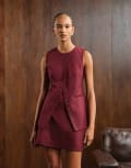 [Nobody's Child] Nobody's Child Imogen longline waistcoat in burgundy (part of a set)-Brown 16 Burgundy