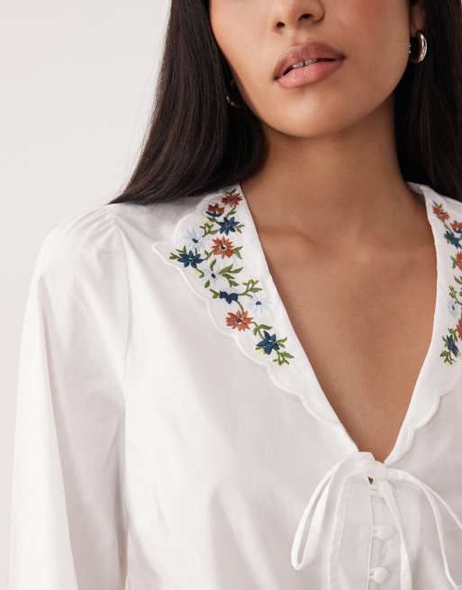 Nobody's Child – Isla – Vit blus med broderad krage, 3 av 4