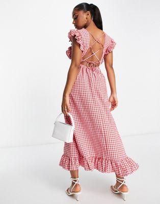 Nobody's Child Ivy checked dress in red - ASOS Price Checker
