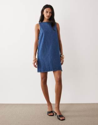 denim button down pinafore dress Whistles Denim Pinafore Dress Denim Size 10