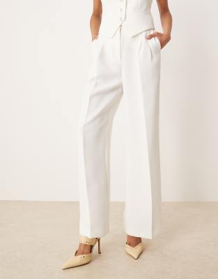 Nobody's Child Jax Crepe Wide Leg Tailored Pants In White