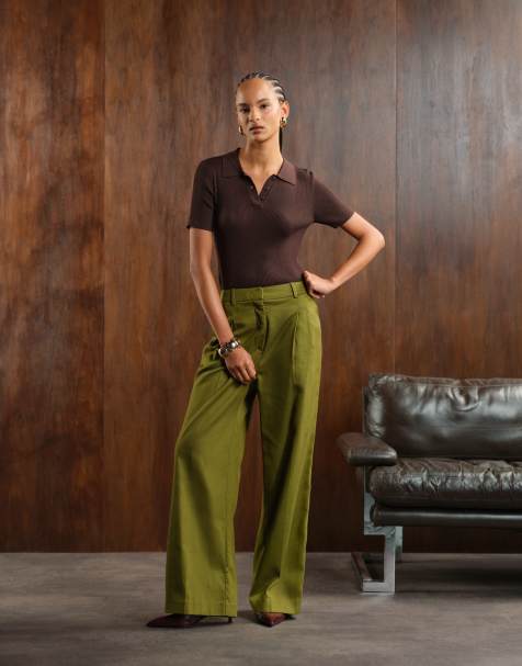 Nobody's Child – Jax – Elegante Hose in Khaki mit weitem Bein, Kombiteil - view 1