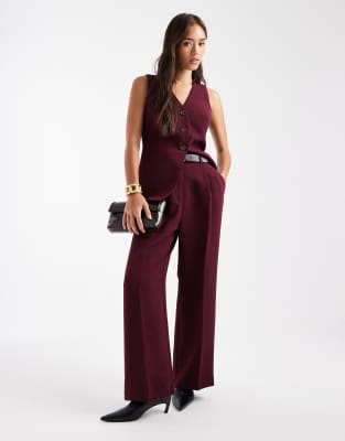 Nobody's Child - Jax - Elegante, weit geschnittene Hose in Burgunderrot, Kombiteil