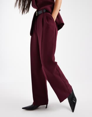 Nobody's Child Jax Tailored Wide Leg Pants In Red