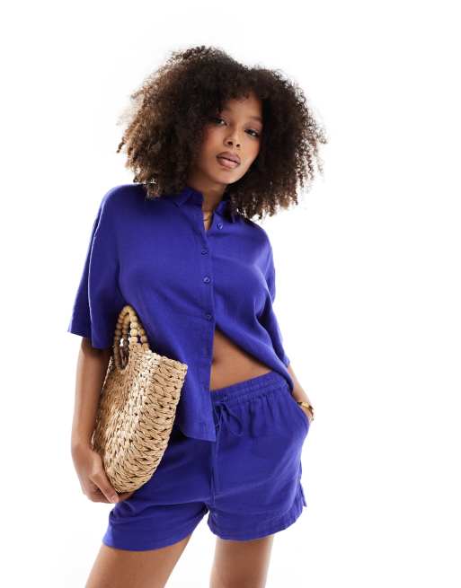 Nobody's Child - Jay - Camicia in lino blu in coordinato