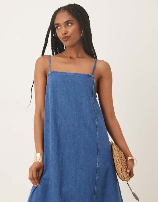 Nobody's Child - Jazmine - Robe évasée mi-longue en denim - Bleu moyen, 4 de 4