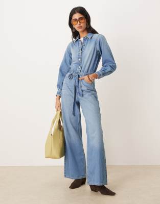 Nobody's Child - Jeans-Jumpsuit in Blau mit Blousonärmeln