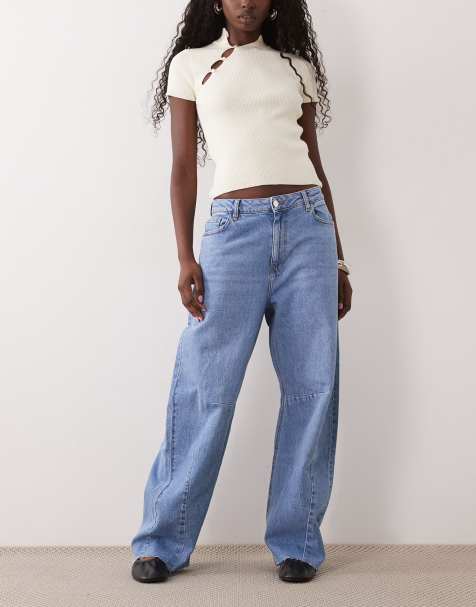 Nobody's Child jeans z elastycznego denimu z detalem szwu w kształcie podkowy w kolorze niebieskim - view 1