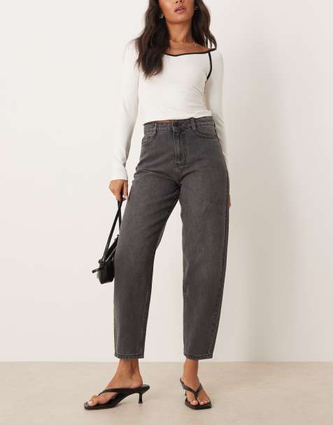 Nobody's Child barrel leg jeans in washed black