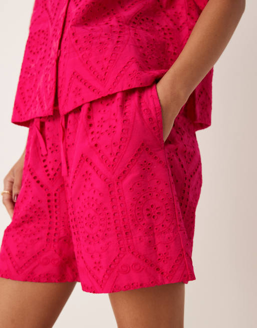Nobody's Child - Jen - Pantaloncini in pizzo rosa in coordinato, 4 di 5