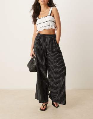 Nobody's Child - Jerrow - Pantalon large en lin - Rayures noires