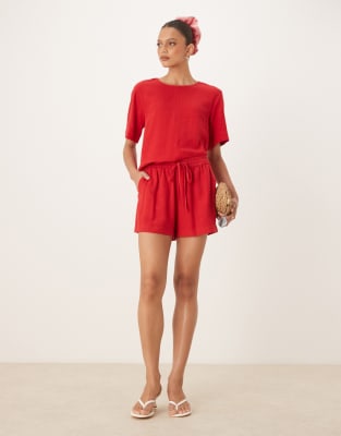 Nobody’s Child Jet linen shorts co-ord in red