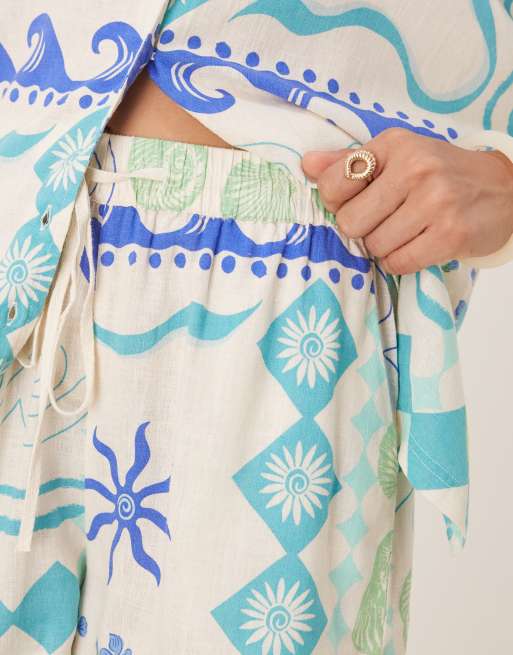 Nobody's Child - Jet - Pantaloncini in lino bianchi e blu in coordinato, 2 di 5