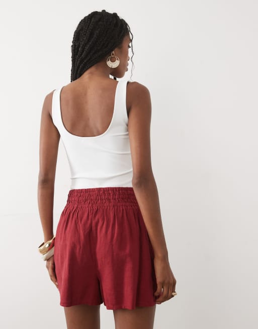 Nobody's Child – Joppa – Shorts aus Leinenmix in kräftigem Rot mit elastischem Bund, 4 von 5