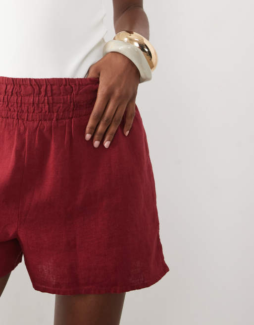 Nobody's Child – Joppa – Shorts aus Leinenmix in kräftigem Rot mit elastischem Bund, 5 von 5