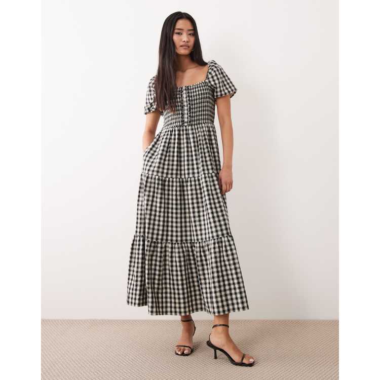 Nobody's Child Joss square neck puff sleeve tiered skirt cotton