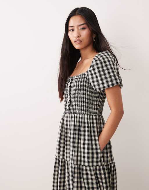 Nobody's Child Joss square neck puff sleeve tiered skirt midi