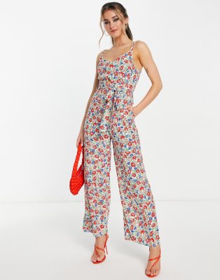 Nobody's Child - Jumpsuit mit Blumenprint und weitem Bein-Rot