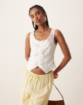 [Nobody's Child] Nobody's Child Justina bow detail linen waistcoat in white 18 white