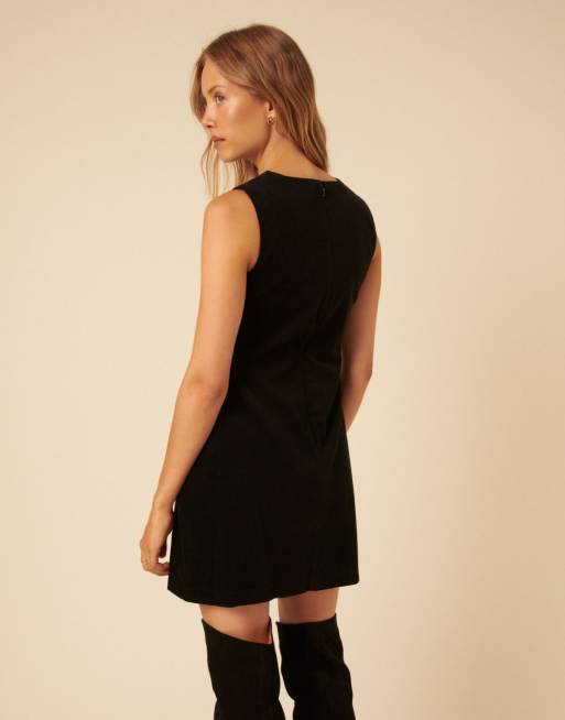 Nobody's Child - Kendall - Sort pinafore-minikjole med broderier i fløjl, 3 af 4
