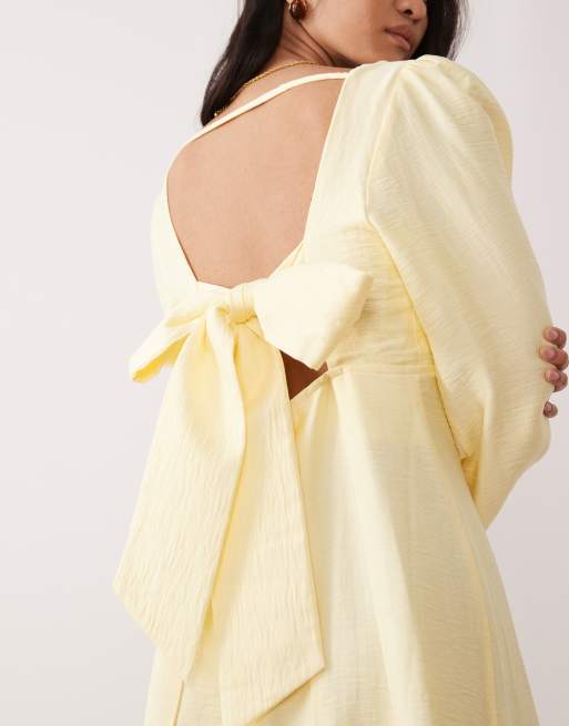 Nobody's Child - Keya - Vestito midi da cerimonia giallo con fiocco sul retro e schiena scoperta, 3 di 4
