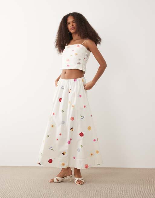 Nobody's Child - Kitty - Jupe mi-longue - Blanc multicolore