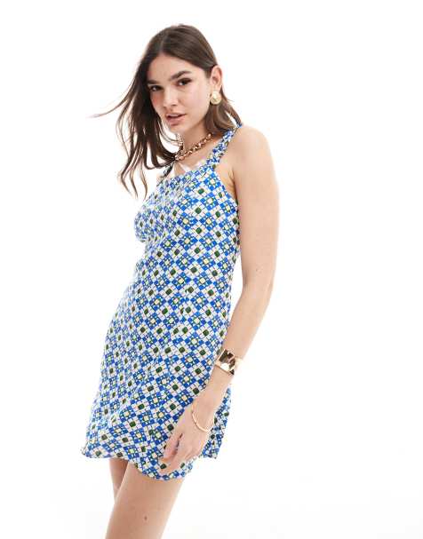 Nobody's Child Kitty mini dress in blue mirella tile - view 1