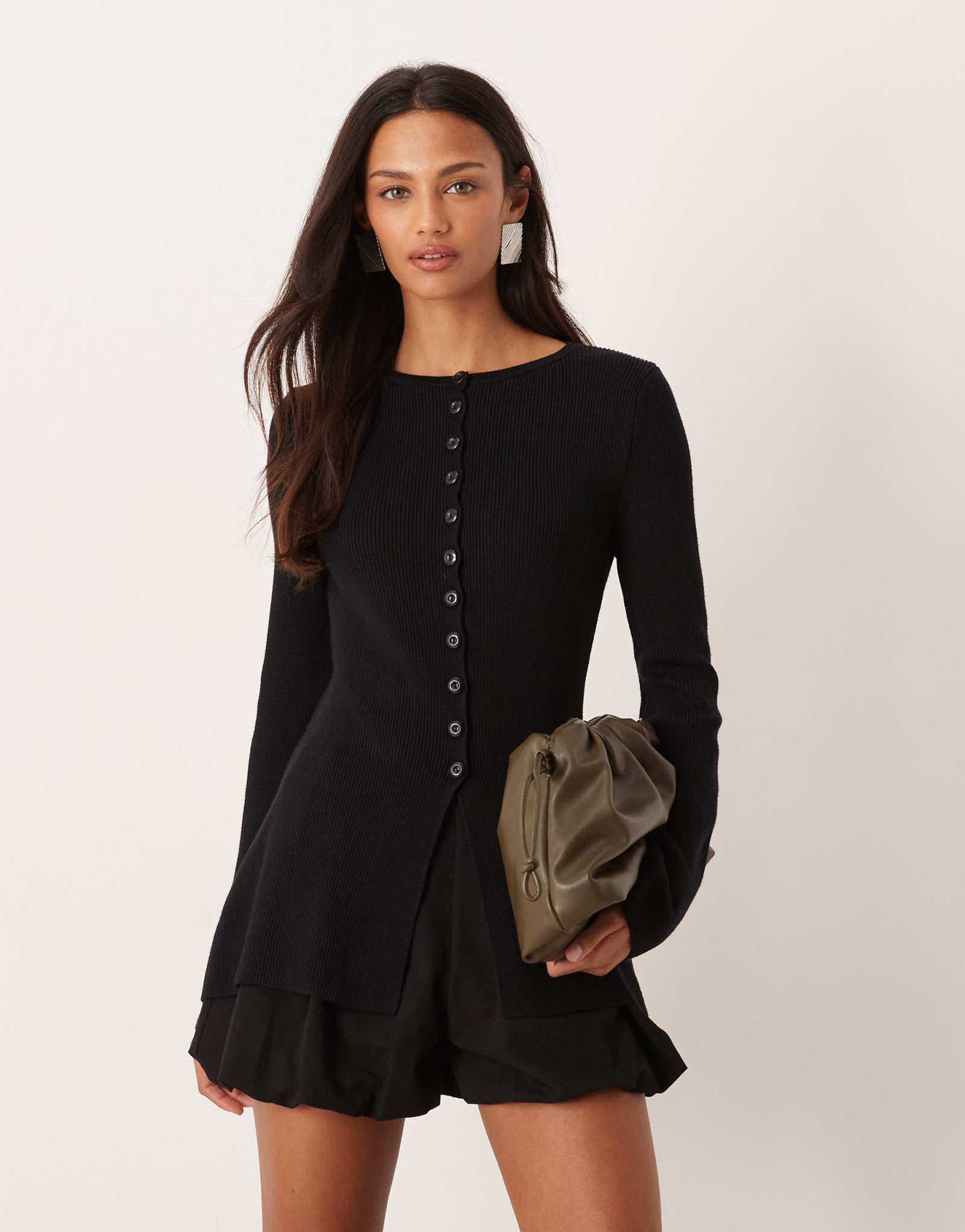 Ничейный детский вязаный удлиненный кардиган черного цвета