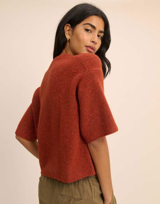 Nobody's Child Knitted button down top in brown, 2 of 5