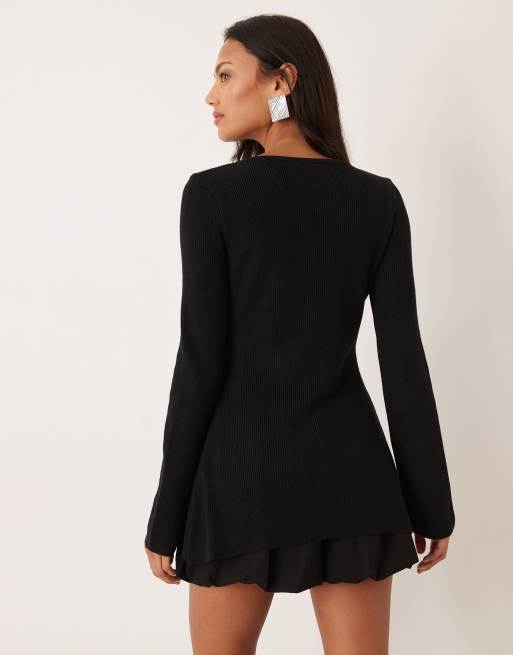 Nobody's Child knitted longline cardigan in black, 4 of 4