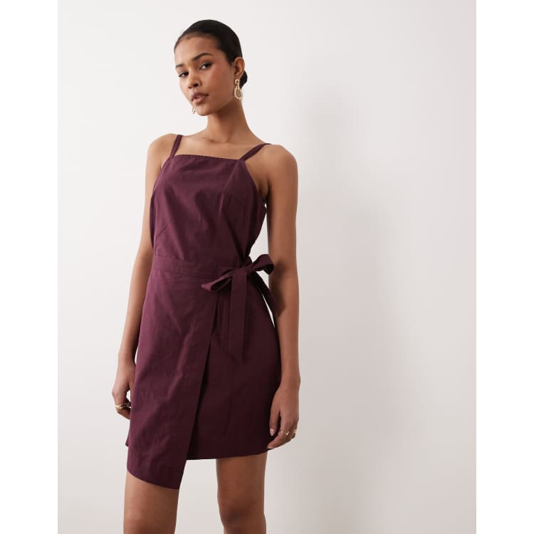 kourtney purple dress Nobody's Child - Kourtney Wrap Front Mini Dress - Women - Cotton/Linen - 6 US