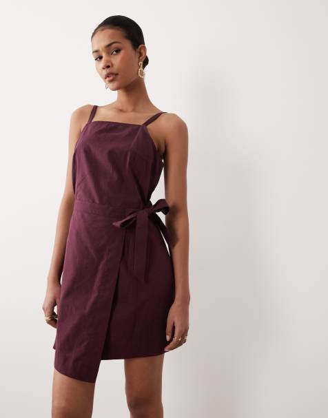 Nobody's Child Kourtney wrap front tie detail mini dress deep purple