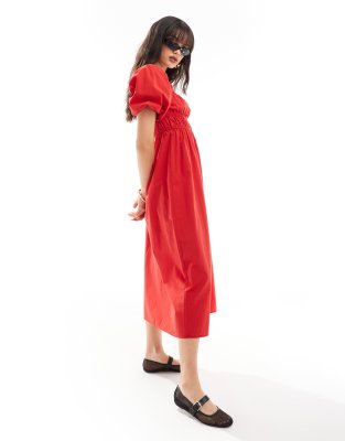 Nobody's Child Kurti Midi Dress In Red