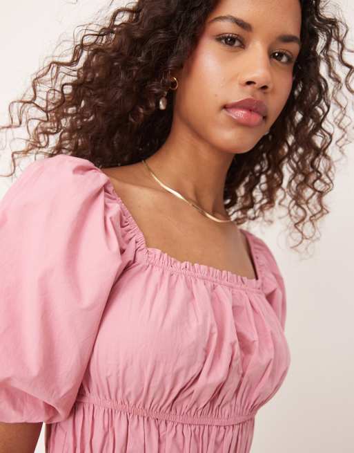 Nobody's Child Kurtis puff sleeve midi dress in pink