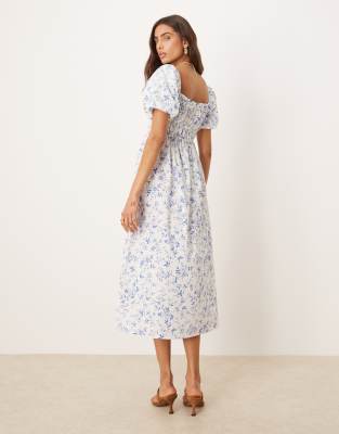 NOBODY'S CHILD KURTIS SHIRRED BODICE MIDI DRESS 