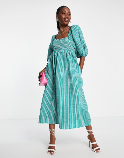 Nobody's Child - Kylie - Gestreepte midi jurk in groen
