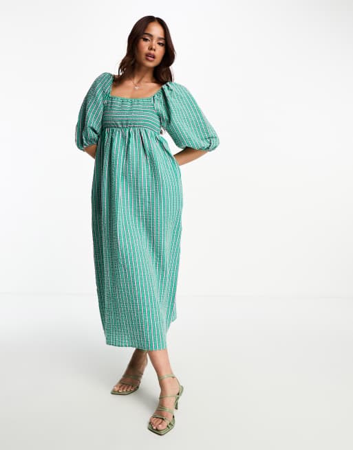 Striped midi clearance dress with sleeves