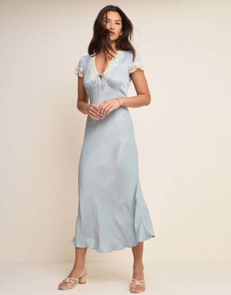 Nobody's Child Lace trim aida midi dress in blue - view 1