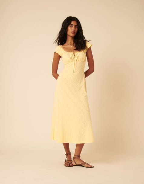 Nobody's Child Lace trim melissa midi dress in yellow - view 1