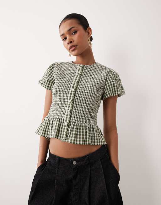 Haut Femme Talbots Sans Manches à Carreaux - Taille 8 Petite - Vert - Occasion Très Bon état