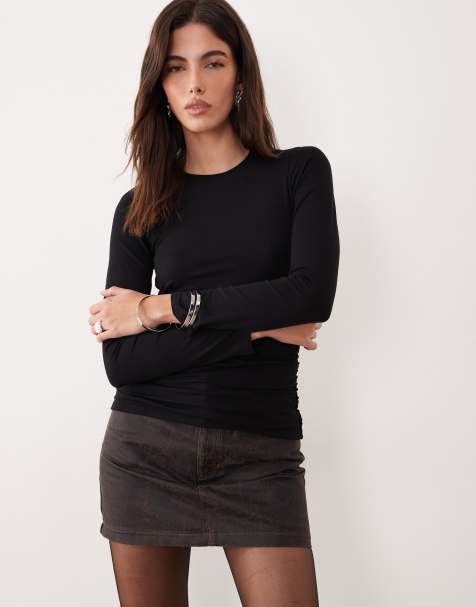 Nobody's Child – Langärmliges Shirt in Schwarz mit seitlicher Raffung - view 1