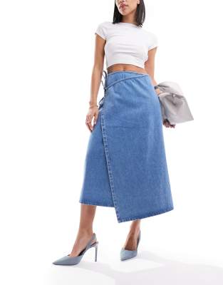 Latimer wrap denim skirt in blue