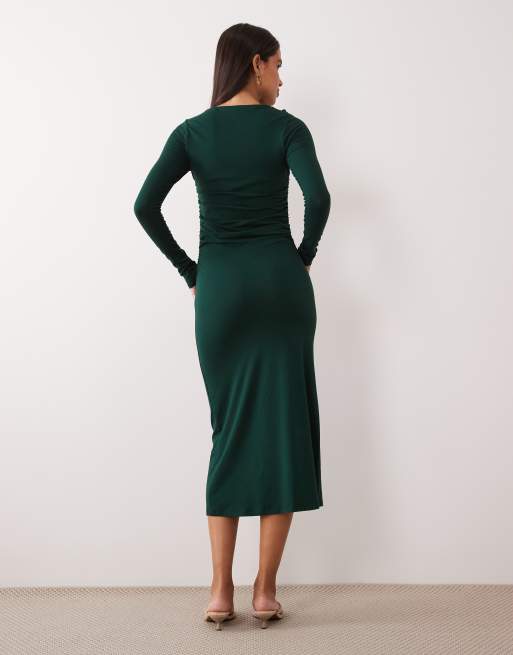 Nobody's Child Laurella mesh long sleeve maxi dress in green, 4 of 4