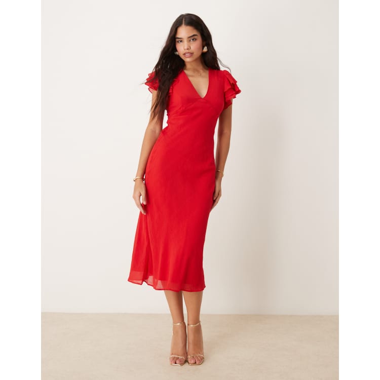 strapless open back dress Lelia Dress In Tulip Red – Nola London main image 1