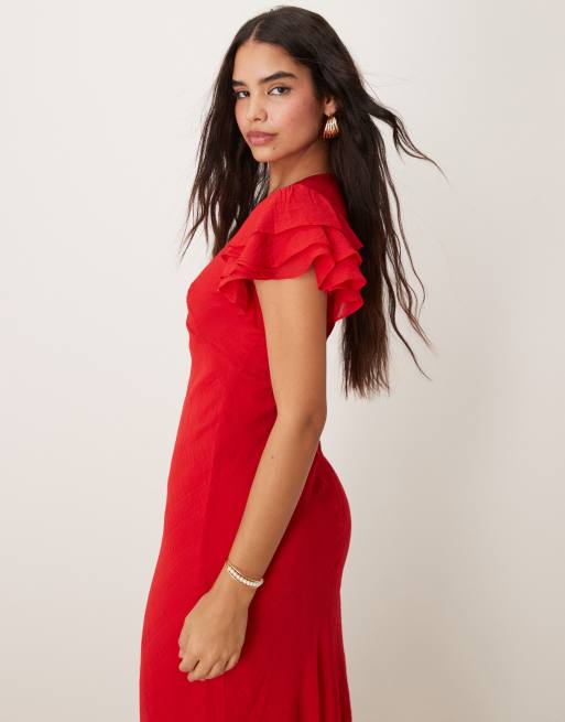 strapless open back dress Lelia Dress In Tulip Red – Nola London