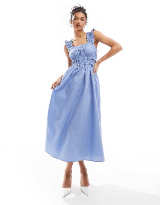 Nobody's Child - Lennie - Robe babydoll en coton à bretelles - Bleu