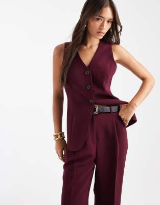 Nobody's Child - Leo - Gilet de costume long d'ensemble - Bordeaux-Rouge