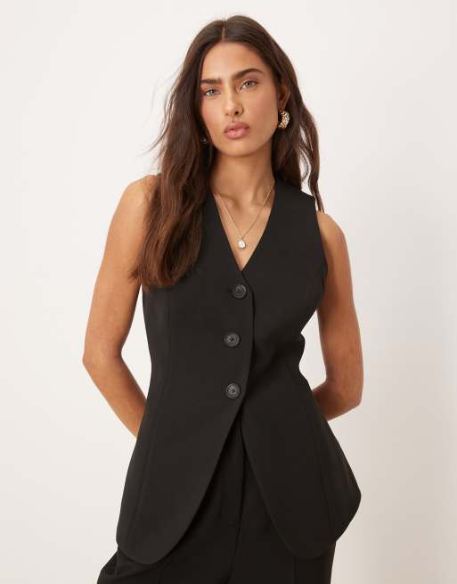 Nobody's Child Leo longline tailored waistcoat in black (part of a set)