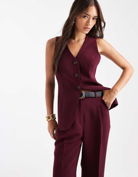 Nobody's Child Leo longline vest in burgundy - part of a set - view 1